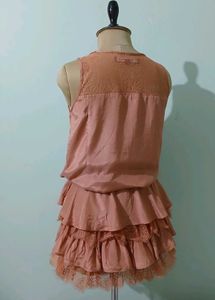 Chic Rose Ruffled Lace Dress