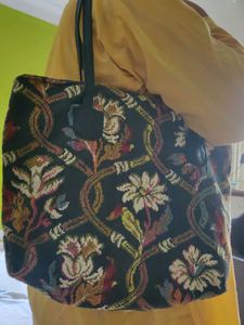 Vintage Floral Tapestry Tote Bag(jute)