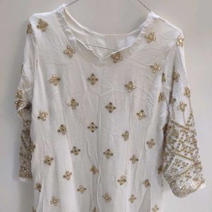 Embellished White Kurta