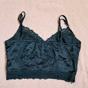 Emerald Green Lace Trim corset Style Top