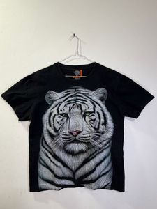 Men's Black White Tiger Graphic T-Shirt