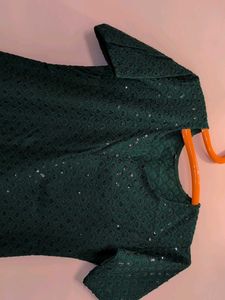 Elegant Dark Green Sequin Kurta
