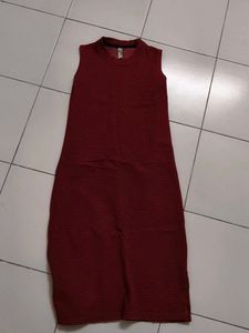 Burgundy Sleeveless Midi Dress