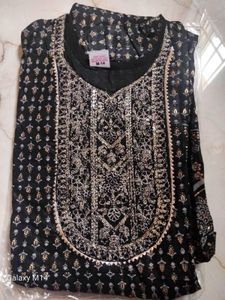 Black Embroidered umbrella kurtha