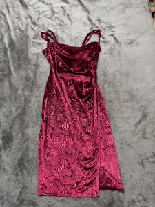 Velvet Print Midi Dress