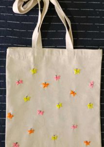 Butterfly Embroidered  canvas Tote Bag