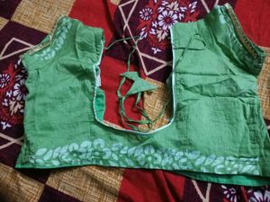 Green saree with blouse
