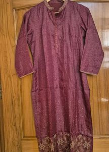 set of 3 Elegant Pink Kurta with Gold Embroidery