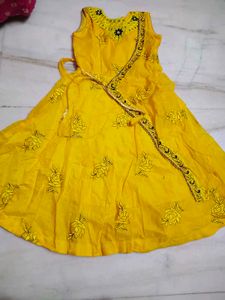 Vibrant Yellow Embroidered Ethnic Gown