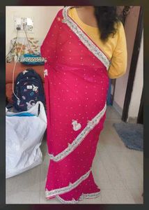 red partywear saree