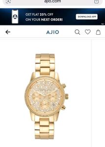 Gold Chronograph Watch with Rhinestones