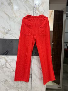 Bright Red Wide-Leg Lounge Pants