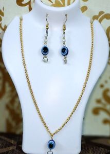 Neck pendent chain Gold silver eyerring Combo evil