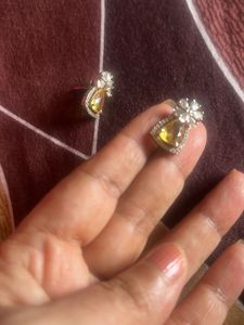 Elegant Yellow Gemstone &amp; Diamond Earrings