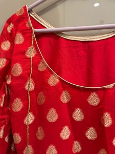 Elegant Red Kurta and sharara with Gold Print