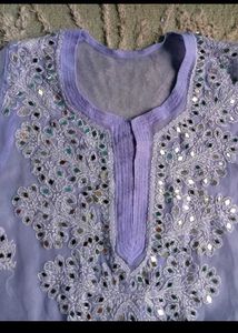 Lilac Kurta with Mirror Work