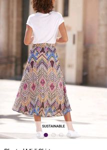 lascana  Print Pleated Midi Skirt