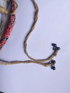 Boho Fabric Necklace with Beads