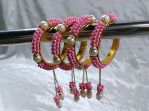 Pink Bangles With Latkan