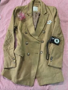 Classic Double-Breasted Camel Coat