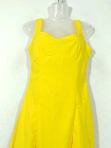 Vibrant Yellow A-Line Dress