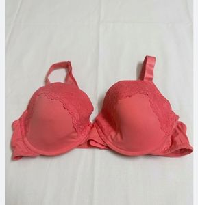 Coral Lace Trim Bra