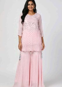 mirror work Sharara set pink