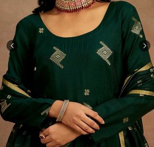 Silk Green Woven Design Anarkali Kurta set