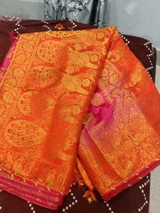 Vibrant Orange Silk Saree