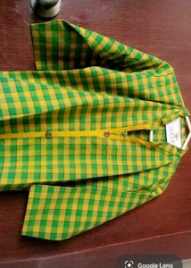 Green &amp; Yellow Checkered Kurta