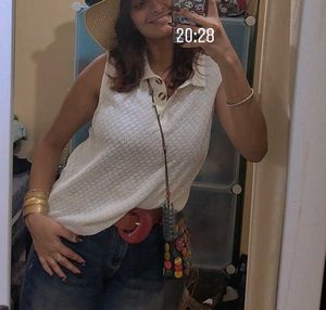 WESTSIDE Sleeveless Collared Top
