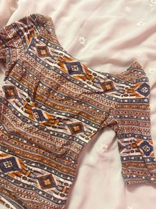 Boho Print Long Sleeve Top