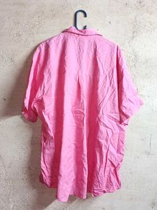 Bright Pink Button-Up Blouse Shirt Oversized