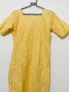 Beautiful Yellow Embroidered Kurta