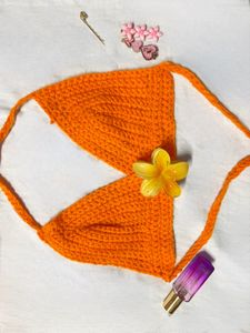 Crochet Orange Bikini Top