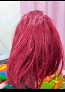 Red Korean Hair Full Head Wig With Adjustable Stra