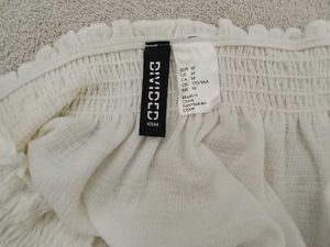 Off-Shoulder Smocked White Crop Top