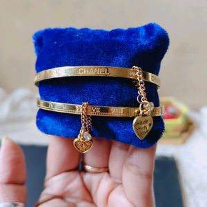 Chanel Inspired Bangle Set with heart charms