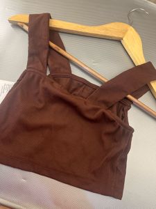 Ribbed Button-Front Crop Top