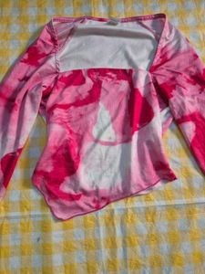 Pink Tie-Dye Long Sleeve Top