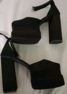 Chunky Platform Heels with Ankle Strap