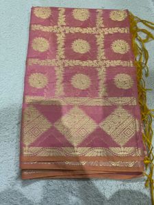 Elegant Pink dupatta with Gold Motifs