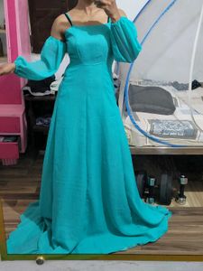 Teal Off-Shoulder Maxi Dress