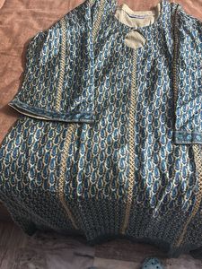 Bluish green Paisley Print Kurta
