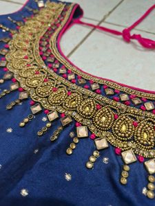 Elegant Blue Kurta Set with Pink Dupatta