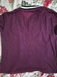Wine V-Neck Long Sleeve Top