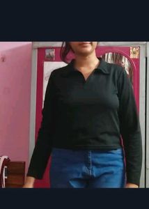 Green Ribbed Polo Long Sleeve Top AndPink To