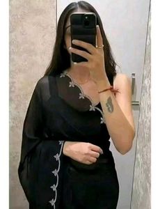 Elegant Black Embroidered Saree