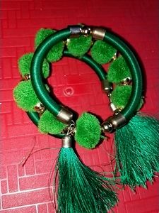 Women's Pom Pom Charm Bracelet - Green