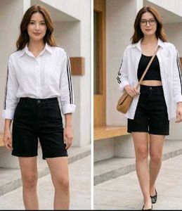 Classic White Shirt with Black Stripes